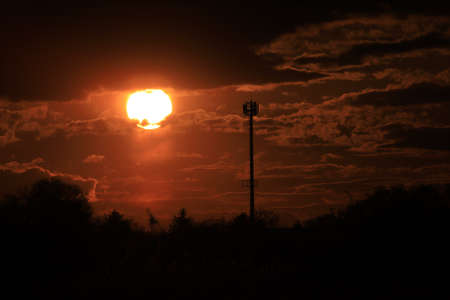 Beautiful sunset and clouds on the last day of april near Wroclaw, Poland, Europe.の写真素材