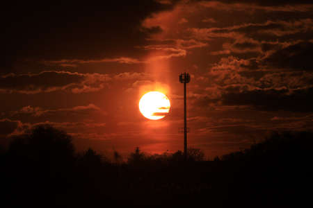 Beautiful sunset and clouds on the last day of april near Wroclaw, Poland, Europe.の写真素材