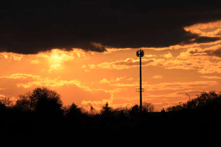 Beautiful sunset and clouds on the last day of april near Wroclaw, Poland, Europe.の写真素材