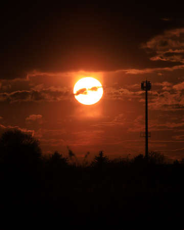Beautiful sunset and clouds on the last day of april near Wroclaw, Poland, Europe.の写真素材