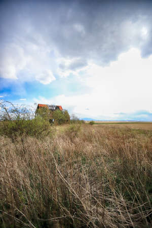 WROCLAW, POLAND - APRIL 25, 2021: Abandoned house near Wroclaw, Poland, Europe.の素材 [FY310174441692]