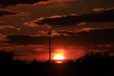 Beautiful sunset and clouds on the last day of april near Wroclaw, Poland, Europe.の写真素材