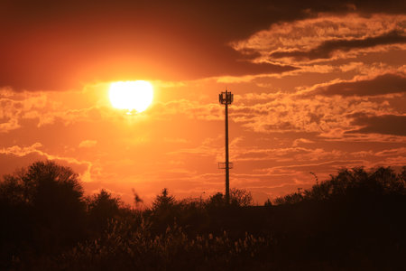 Beautiful sunset and clouds on the last day of april near Wroclaw, Poland, Europe.の写真素材