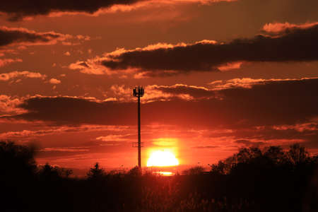 Beautiful sunset and clouds on the last day of april near Wroclaw, Poland, Europe.の写真素材