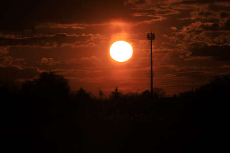 Beautiful sunset and clouds on the last day of april near Wroclaw, Poland, Europe.の写真素材