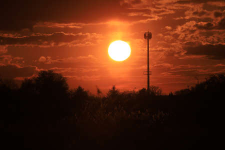 Beautiful sunset and clouds on the last day of april near Wroclaw, Poland, Europe.の写真素材