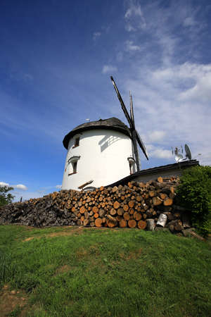 WROCLAW, POLAND - MAY 24, 2021: Dutch windmill from 1830 located on the edge of the village of Gogolow at the foot of the Sleza Mountain, in south-western Poland, Europe.のeditorial素材