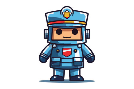 Hand painted policeman in cartoon style. Robot in police uniform. vector format.のイラスト素材