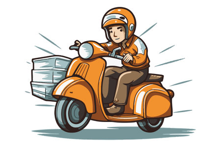 Hand painted delivery man in cartoon style. vector format.のイラスト素材