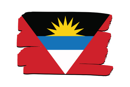 Antigua and Barbuda Flag with colored hand drawn lines in Vector Formatのイラスト素材