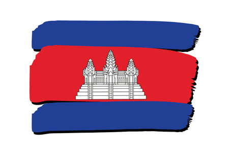 Cambodia Flag with colored hand drawn lines in Vector Formatのイラスト素材