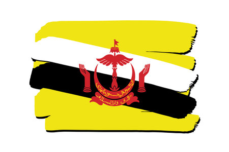 Brunei Flag with colored hand drawn lines in Vector Formatのイラスト素材