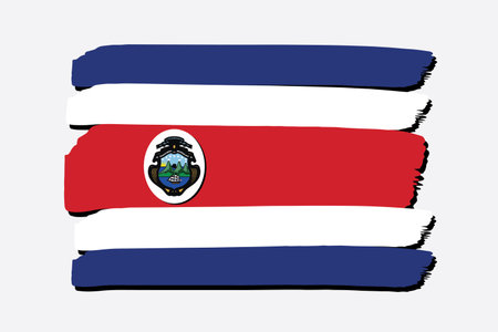 Costa Rica Flag. with colored hand drawn lines in Vector Formatのイラスト素材
