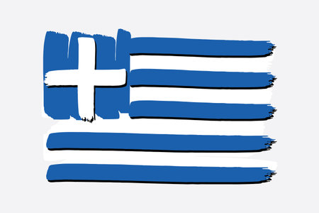 Greece Flag with colored hand drawn lines in Vector Formatのイラスト素材