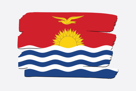 Kiribati Flag with colored hand drawn lines in Vector Formatのイラスト素材