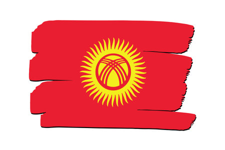 Kyrgyzstan Flag with colored hand drawn lines in Vector Formatのイラスト素材