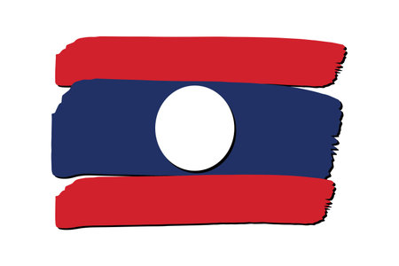 Laos Flag with colored hand drawn lines in Vector Formatのイラスト素材