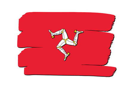 Isle of Man Flag with colored hand drawn lines in Vector Formatのイラスト素材