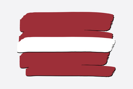 Latvia Flag with colored hand drawn lines in Vector Formatのイラスト素材
