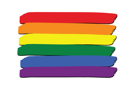 LGBT Flag with colored hand drawn lines in Vector Format. A six-band rainbow flag representing LGBT people.のイラスト素材
