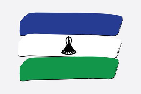 Lesotho Flag with colored hand drawn lines in Vector Formatのイラスト素材