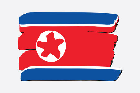North Korea Flag with colored hand drawn lines in Vector Formatのイラスト素材
