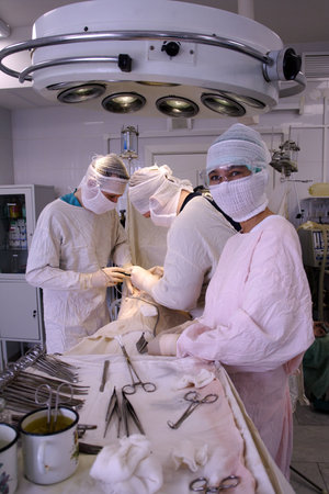 Operation in a process. Shot in a hospital.