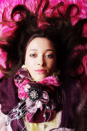 Portrait of a styled professional model. Shot in studio.の写真素材