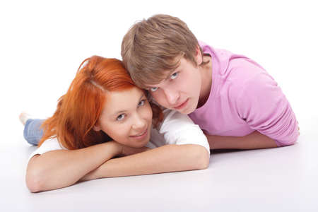 Portrait of a young loving people. Shot in studio.の写真素材