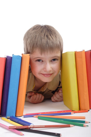 Portrait of a styled children. Theme: education.
