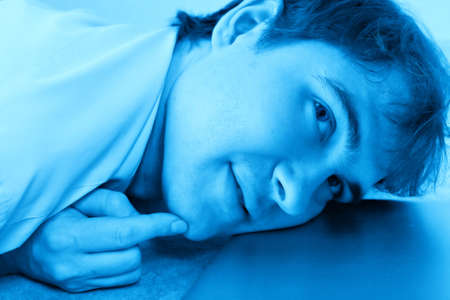 Young stylish man at homeの写真素材