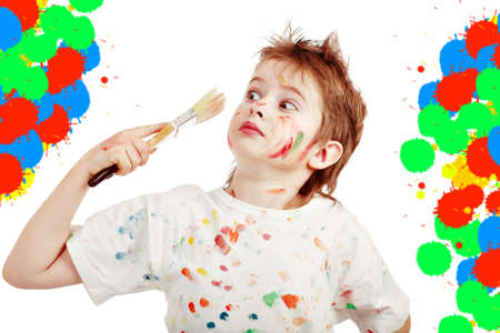 Portrait of a styled child. Theme: art, education, schoolの写真素材