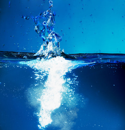 Fantastical water background. Drops, waves, splashes.