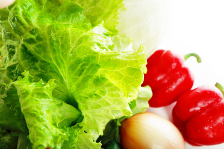 Fresh Vegetables, Fruits and other foodstuffs. Shot in a studio. の写真素材