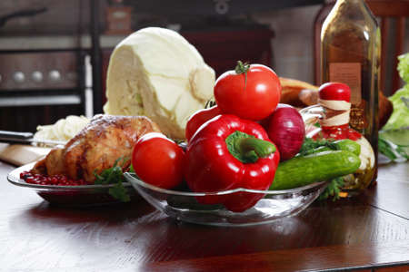 Fresh Vegetables, Fruits and other foodstuffs. Shot in a studio. の写真素材