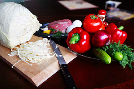 Fresh Vegetables, Fruits and other foodstuffs. Shot in a studio. の写真素材