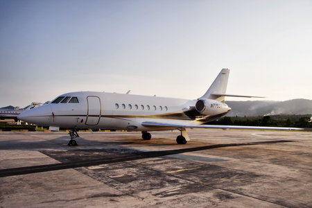 Big airplane on a runwayの写真素材