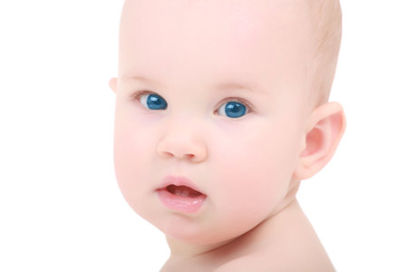 Beautiful baby. Shot in studio. Isolated on white.