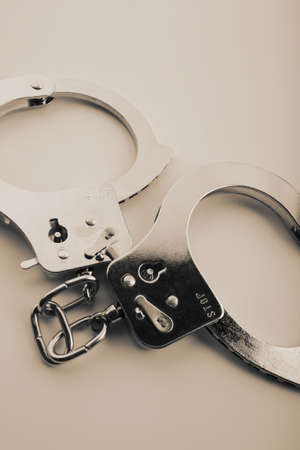 Vintage silver handcuff brown toneの写真素材