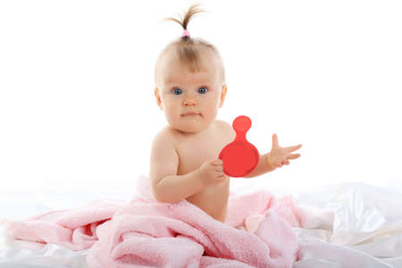 Beautiful baby. Shot in studio. Isolated on white.の写真素材
