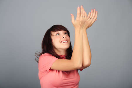 Portrait of a girl with expression emotions.の写真素材