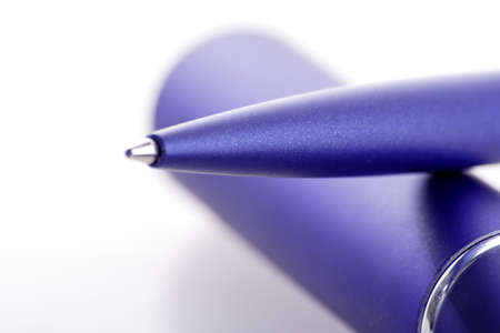 Writing materials: blue clerks pen.の写真素材