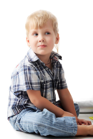 Beautiful baby. Shot in studio. Isolated on white.の写真素材