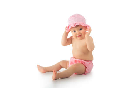 Beautiful baby. Shot in studio. Isolated on white.の写真素材