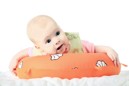 Beautiful baby. Shot in a studio. Isolated on white.の写真素材