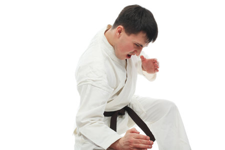 Portrait of a styled professional model. Theme: sport oriental martial art.