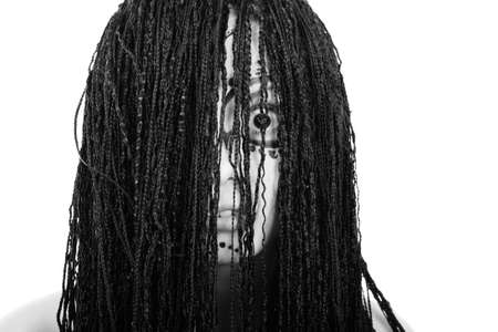 Portrait of a young woman in threatening pose.の写真素材