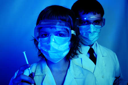 Medical theme: scientists  in a laboratory, research process.の写真素材