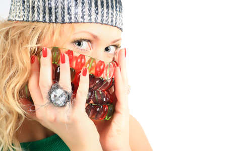 Portrait of a stylish model in a fashionable clothes.の写真素材