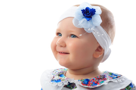 Beautiful baby. Shot in a studio. Isolated on white.の写真素材